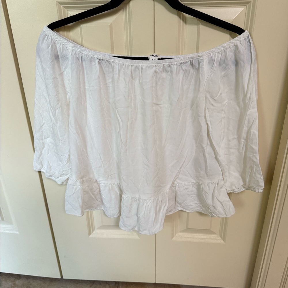 Garage White Off-Shoulder Top